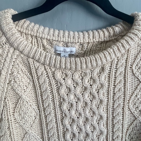 L. L. Beans Women's Signature Beige Cotton Fisherman Tunic Sweater Size M - Picture 7 of 16